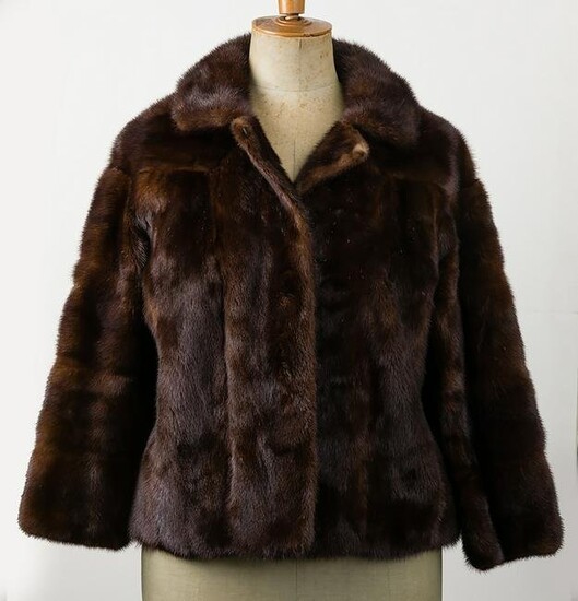 Dark brown short mink jacket