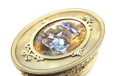 Decorative French Bronze Box with Inset Enamel Plaque