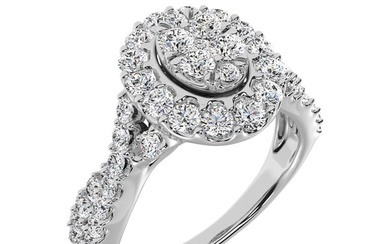 Diamond 1 Ct.Tw. Oval Shape Engagement Ring in 10K White Gold
