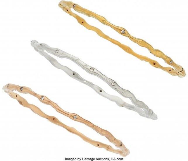 Diamond, Gold Bracelets Stones: Full-cut diamo