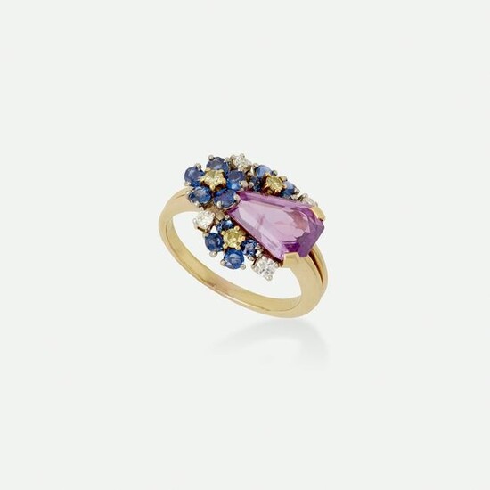 Diamond and pink sapphire ring