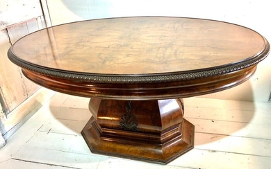 Dining table, Octagonal and baluster foot- Biedermeier style - Burr walnut, Walnut, Wood - 19th century