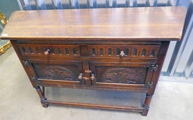 EARLY 20TH CENTURY OAK CABINET WITH 2 DRAWERS OVER...