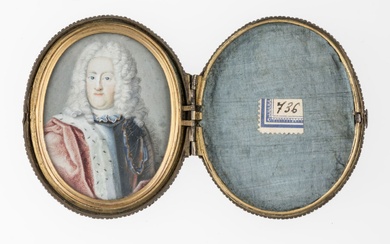 ECOLE FRANCAISE début XVIIIème siècle. Portrait d'un homme à perruque, en cuirasse et manteau à...