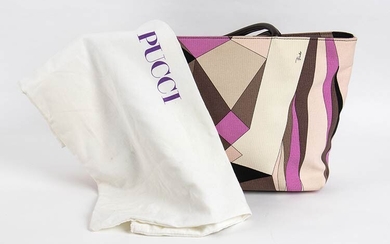 EMILIO PUCCI CANVAS SHOPPING BAG Early 2000 Canvas tote, leather...