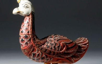 Early 20th C. Javanese Wooden Carved Bird