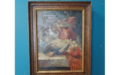 Early 20th C. oil on canvas - Still Life mounted in wooden f...