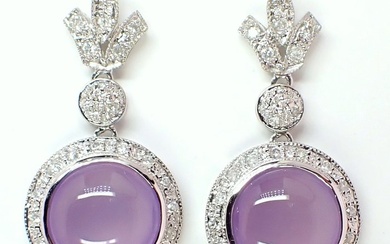 Earrings - White gold 6.28ct. Round Chalcedony
