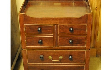 Edwardian mahogany commode chest with pierced shaped gallery...