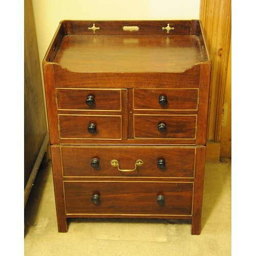 Edwardian mahogany commode chest with pierced shaped gallery...