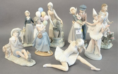 Eight Piece Group of Lladro Porcelain Figures, to