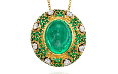 Emerald and Diamond Pendent Necklace
