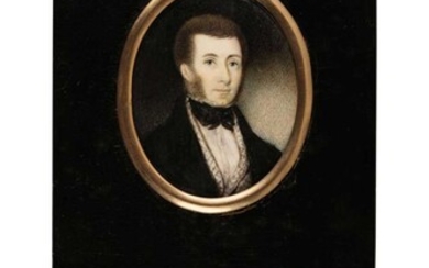 English School. Oval portrait miniature of a young gentleman, circa 1820