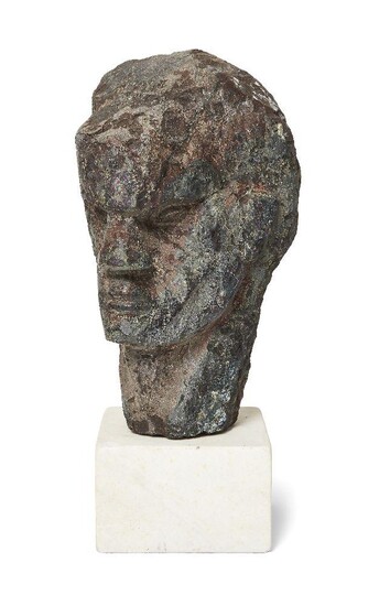 Ernst Eisenmayer, Austrian/British 1920¬®2018 - Head; stone on marble base, H44 x W19.5 x D19 cm (including base)
