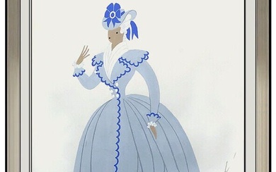 Erte Romain Tirtoff Original Gouache Painting Signed Deco Costume Dress Design