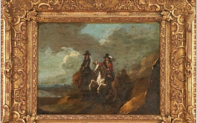 European School O/B Painting, Men on Horseback