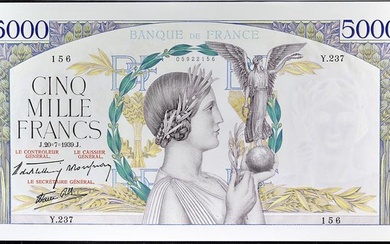 FRANCE 5000 francs Victoire 1939 type “Impression à plat” 20-7-1939....