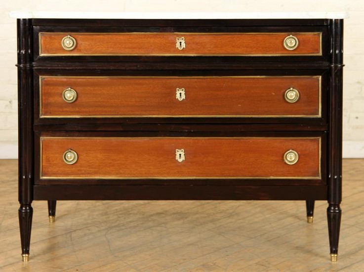 FRENCH MAHOGANY MARBLE TOP COMMODE C.1940