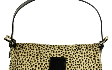 Fendi cheetah print ponyhair baguette bag with pale