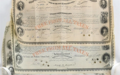 Five 19th Century Philadelphia Loan Certificates