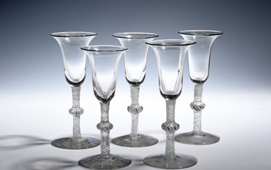 Five Continental wine glasses c.1760