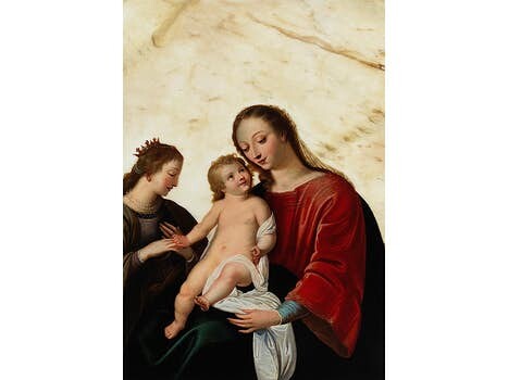 Flämischer Maler des 17. Jahrhunderts, MARIA MIT DEM KIND UND DER HEILIGEN KATHARINA