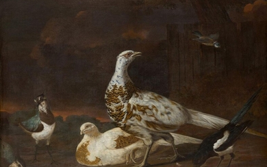 Follower of Marmaduke Craddock, English 1660-1716- Birds at dusk in a landscape; oil on canvas, 72.5 x 102.5 cm. Provenance: Temple Johnson Esq., 22.7.11, no.3; Private Collection, UK.