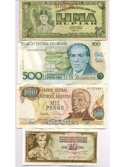 Four (4) World Paper Bank Notes