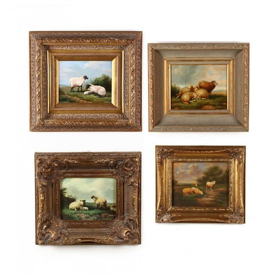 Four Contemporary Decorative Paintings of Sheep