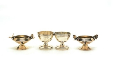 Four Footed Sterling Silver Bowls, Two with Applied