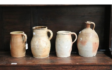 Four French stoneware jugs, approx 26cm H and shorter (4)
