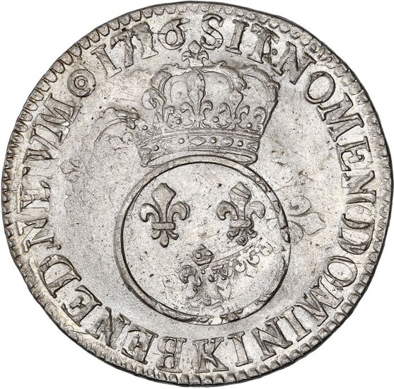 France - Louis XV - Ecu Vertugadin 1716-K (Bordeaux) - Flan réformé - Silver
