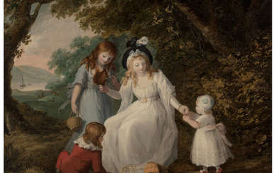 Francis Wheatley (1747-1801), Children with a pet squirrel; Family outing in the garden (a pair)
