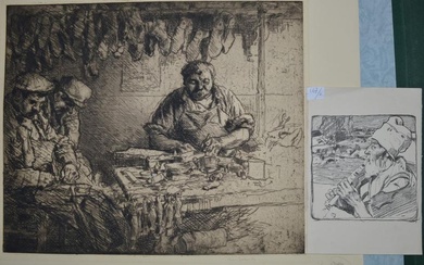 Frank Brangwyn, a large etching, 'Bootmakers', signed with initials...
