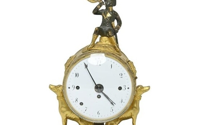 French 3eme Empire Gilt Bronze Greyhound Motif Clock.