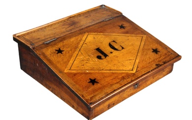 French Louis Philippe desk top writing box with inlaid initials