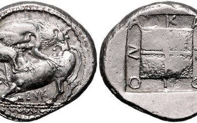 GRIECHENLAND, MAKEDONIEN / Stadt Akanthos, AR Tetradrachme (ca. 465-424 v.Chr.)