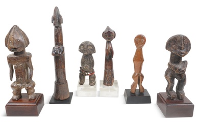 GROUP OF SIX AFRICAN CARVED FIGURES