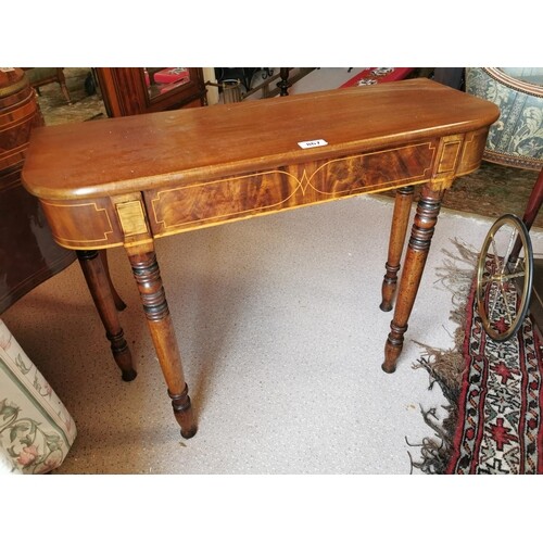 Georgian mahogany and inlaid satinwood side table raised on ...