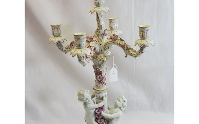 German Porcelain Candelabra w/Cherubs Von Schlerholtz