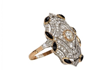 Gold ring with diamonds.