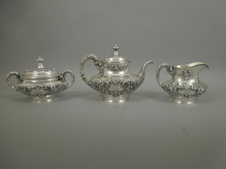 Gorham Sterling Silver 3-Piece Tea Set.
