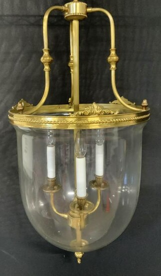 Grand 3 Light Brass, Bronze & Glass Ceiling Light