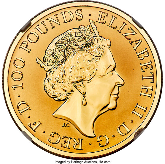 Great Britain: , Elizabeth II gold Proof "Mayflower 400th Anniversary" 100 Pounds (1 oz) 2020 PR70 Ultra Cameo NGC,...