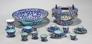 Group of Antique Chinese Enamel on Copper Pieces
