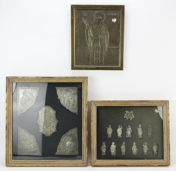 Group of Religious Brass and Silver Plaques