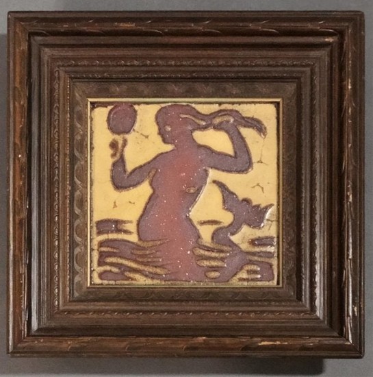 Grueby Pottery, framed tile, 20th century.