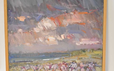 HITCHMOUGH? (British 20th Century); oil on canvas, beach scene, indistinctly...