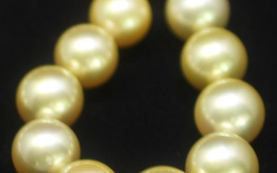 Hakimoto 16.8x13 mm Natural Golden Color South Sea Pearl 18K 1.75c Dia. Necklace