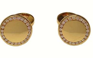 Heavy Cartier 18K Yellow Gold 0.69ctw Fine Diamond Mens Cufflinks Numbered 29.2g
